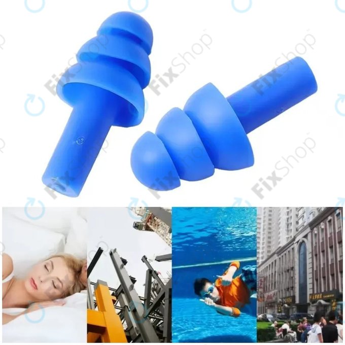 Měkké silikonové špunty do uší, modré, pár