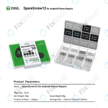 Sada Phillips šroubků pro Android servisy 2UUL SC12, 1200ks/balení