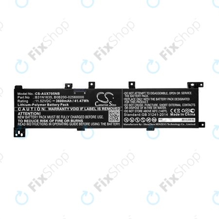 Baterie pro Asus A705QA, Asus F705MA-Bx030t, 3600mAh, Li-Pol, 11.52V, B31N1635, HQ