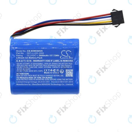 Baterie pro Ecovacs Winbot X, WA30, WA50, 2600mAh, Li-Ion, 22.2V, S07-Li-222-3000, HQ