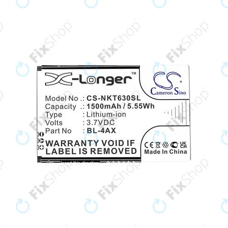 Baterie pro Nokia 6300 4G, Nokia 8000 4G, 1500mAh, Li-Ion, 3.7V, BL-4AX, HQ