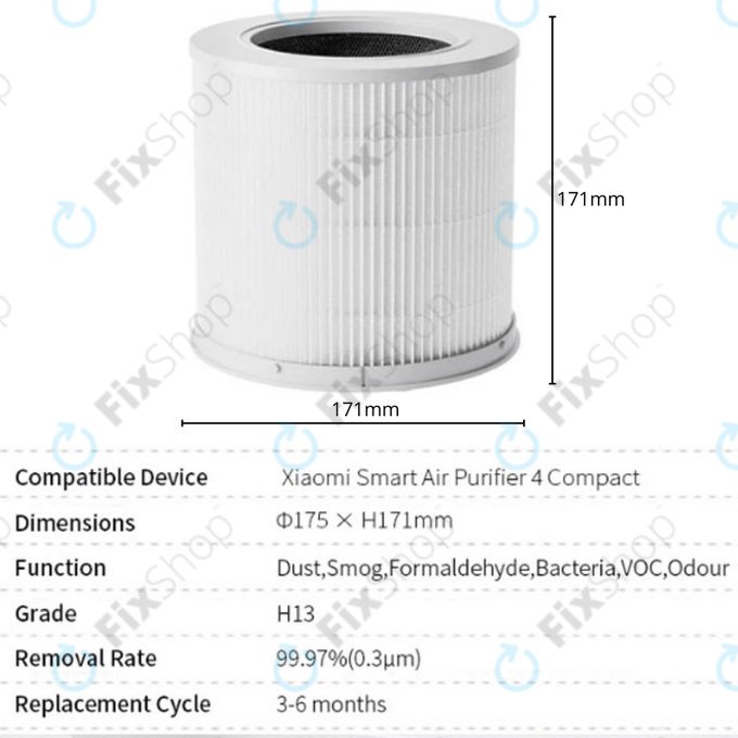 Xiaomi Smart Air Purifier 4 Compact - HEPA filtr (Aktivní uhlí) (White)