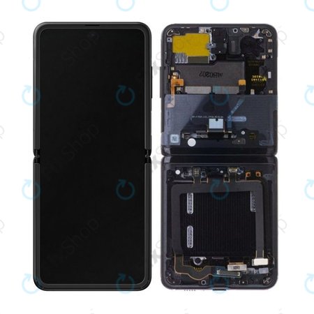 Samsung Galaxy Z Flip F700N - LCD Displej + Dotykové Sklo + Rám (Mirror Black) - GH82-22215A Genuine Service Pack