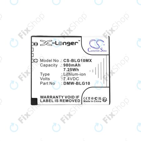 Baterie pro Leica D-Lux Type 109, Panasonic Lumix DMC-GF3, GX7, LX100, 980mAh, Li-Ion, 7.4V, DMW-BLG10, HQ