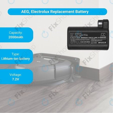 AEG RX-series, Electrolux E, P-series - Baterie S91-0400410-SU2, OSBP72LI, OSBP72LI25 Li-Ion 7.2V 3400mAh HQ