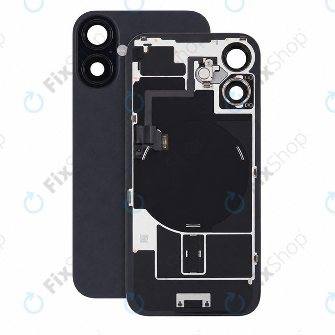 Sklo zadního housingu pro iPhone 16, Black, Pulled A