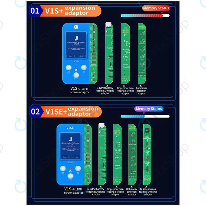 JC V1SE Programmer + LCD, Battery, Fingerprint, Face ID a 12-series Boards (iPhone 7 - 12 Pro Max)