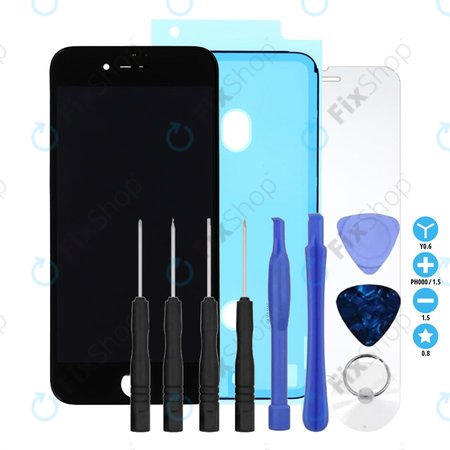 Apple iPhone 8, SE (2020), SE (2022) - LCD Displej + Dotykové Sklo + Rám (Black) In-Cell FixPremium + Lepka pod LCD + Tvrzené Sklo + Set Nářadí - Multipack