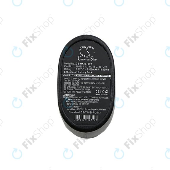 Baterie pro Makita CL070, CL072, DF010, TD020, TD021, TD022, 2500mAh, Li-Ion, 7.2V, 194355-4, HQ