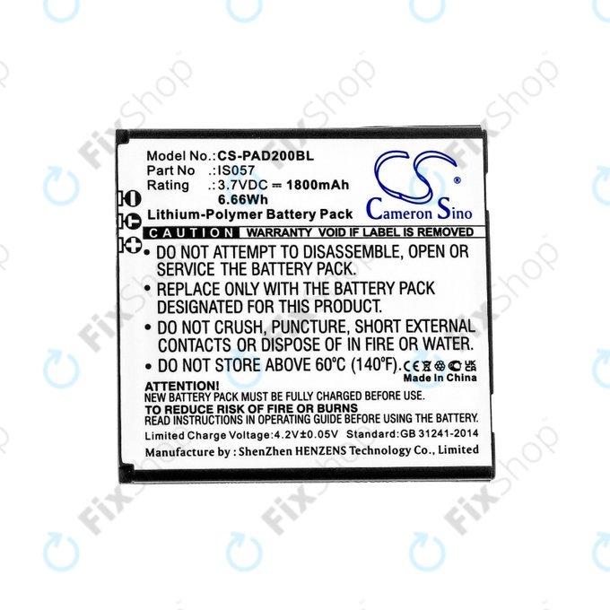 Baterie pro Pax myPOS D200, D200T, IS275, D200, 1800mAh, Li-Pol, 3.7V, IS057, HQ