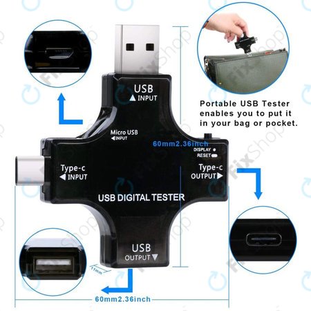 Eversame 2in1 - USB Tester a Multimetr (USB-C a USB 3.0)