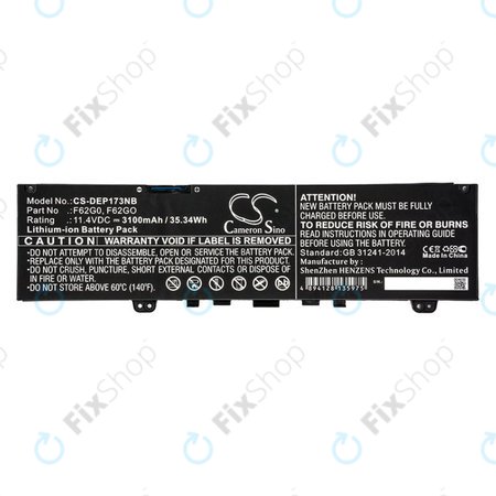 Baterie pro Dell Inspiron 13, 7373, Vostro 13, 3100mAh, Li-Ion, 11.4V, F62G0, HQ
