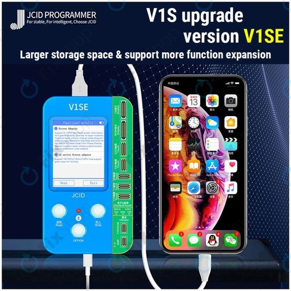 JC V1SE Programmer + LCD, Battery, Fingerprint, Face ID a 12-series Boards (iPhone 7 - 12 Pro Max)