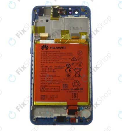 Huawei P10 Lite - LCD Displej + Dotykové Sklo + Rám + Baterie (Sapphire Blue) - 02351FSL Genuine Service Pack