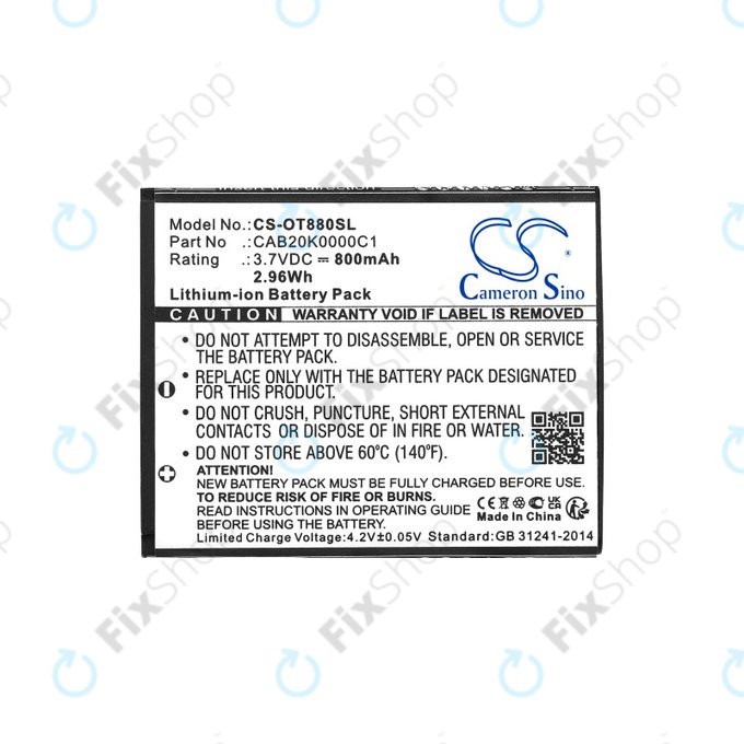 Baterie pro Alcatel Onetouch, 800mAh, Li-ion, 3.7V, BTR510AB, HQ