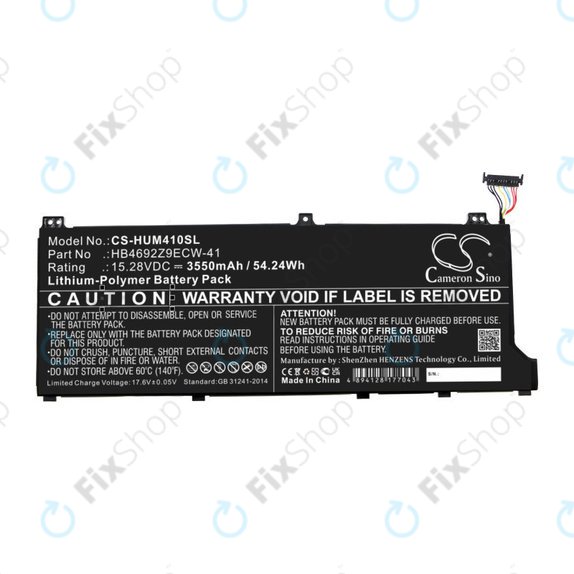 Baterie pro Honor MagicBook 14, Huawei MateBook D14, MediaPad D14, MagicBook 14, 3550mAh, Li-Pol, 15.28V, HB4692Z9ECW-41, HQ