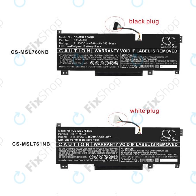 Baterie pro MSI Pulse GL76, Katana GF66, Bravo 15, Crosshair 17, 4600mAh, Li-Pol, 11.4V, BTY-M492, HQ