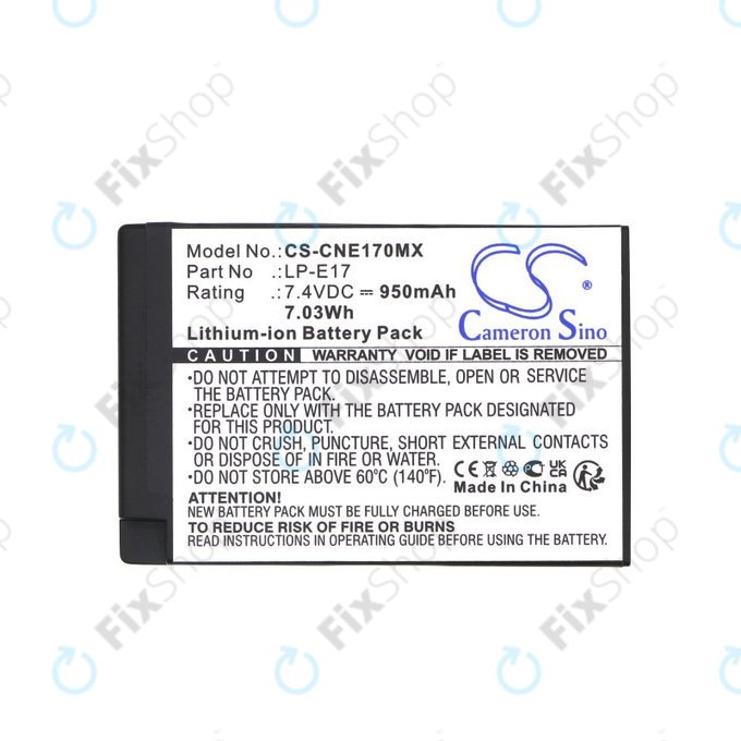 Baterie pro Canon EOS, 950mAh, Li-Ion, 7.4V, LP-E17, HQ