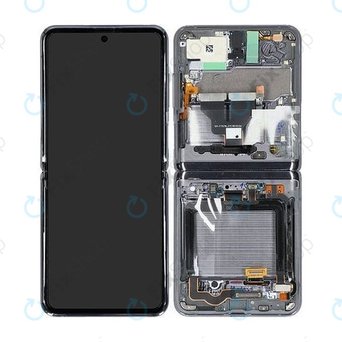 Samsung Galaxy Z Flip 5G F707B - LCD Displej + Dotykové Sklo + Rám (Mystic Gray) - GH82-23351A Genuine Service Pack