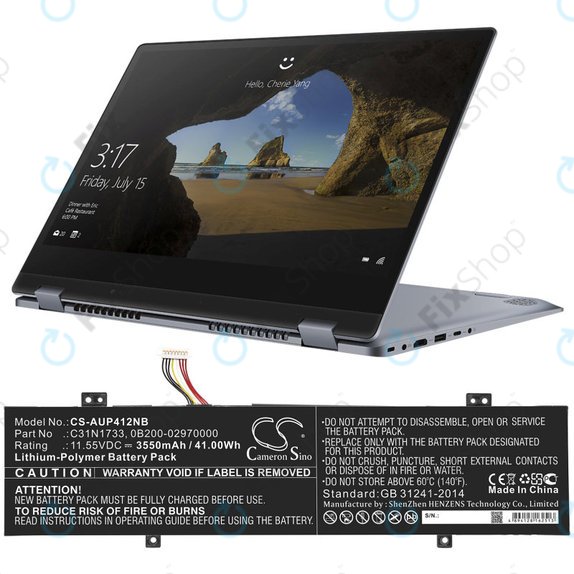 Baterie pro Asus VivoBook Flip 14 Tp412fa/ua, 3550mAh, Li-Pol, 11.55V, C31N1733, HQ