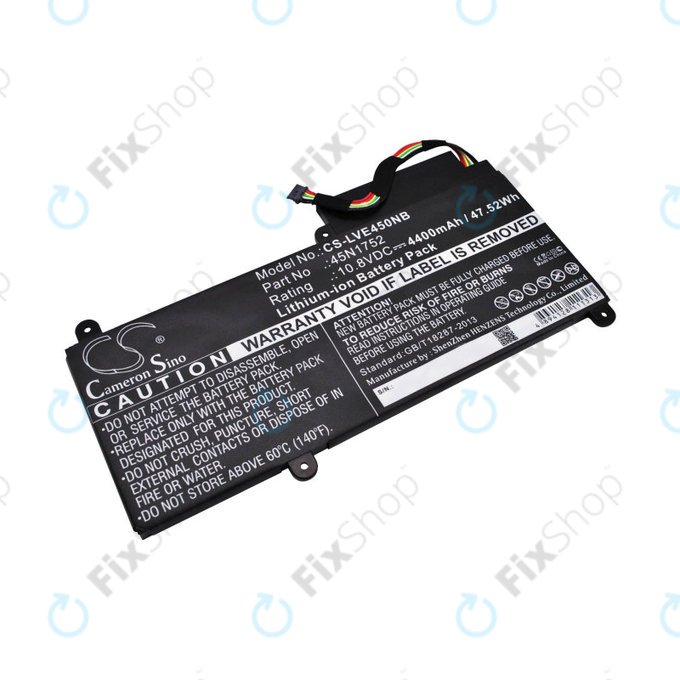 Baterie pro Lenovo ThinkPad E450, E455, E460, E465, T470p, ThinkPad Edge E450 i7, 4400mAh, Li-Ion, 10.8V, 45N1752, HQ
