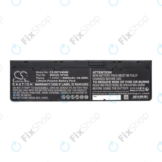 Baterie pro Dell Latitude E7240, 7250, 12, 6000mAh, Li-Pol, 7.4V, VFV59, HQ