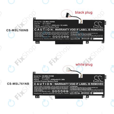 Baterie pro MSI Pulse GL76, Katana GF66, Bravo 15, Crosshair 17, 4600mAh, Li-Pol, 11.4V, BTY-M492, HQ