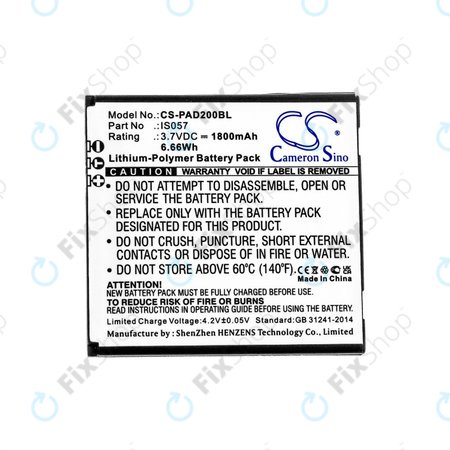 Baterie pro Pax myPOS D200, D200T, IS275, D200, 1800mAh, Li-Pol, 3.7V, IS057, HQ