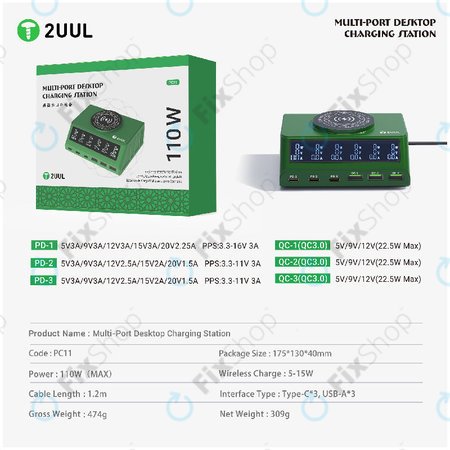Stolní víceportová nabíječka, 2UUL PC11