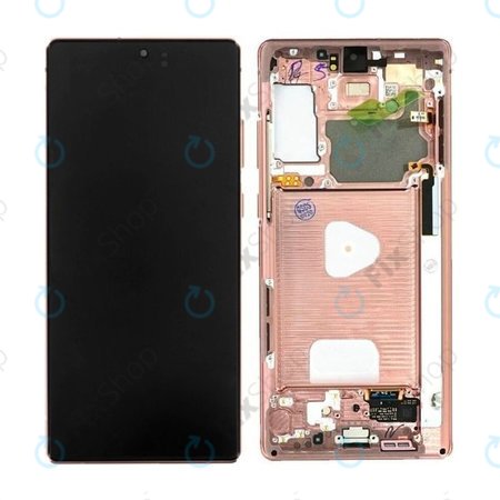 Samsung Galaxy Note 20 N980B - LCD Displej + Dotykové Sklo + Rám (Mystic Bronze) - GH82-23495B, GH82-23733B Genuine Service Pack