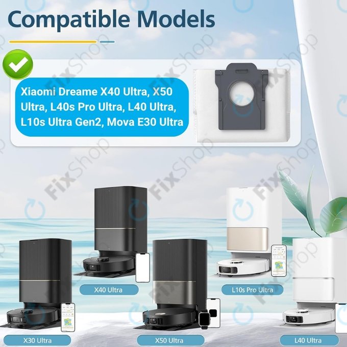 Sáček do vysavače, 2 ks pro Xiaomi Dreame X40 Ultra, X50 Ultra, L40s Pro Ultra, L40 Ultra, L10s Ultra Gen2, Mova E30 Ultra, Mova V50 Ultra, P60