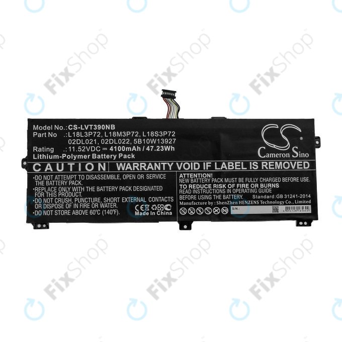 Baterie pro Lenovo ThinkPad X390, Yoga X390, 4100mAh, Li-Pol, 11.52V, 02DL021, HQ
