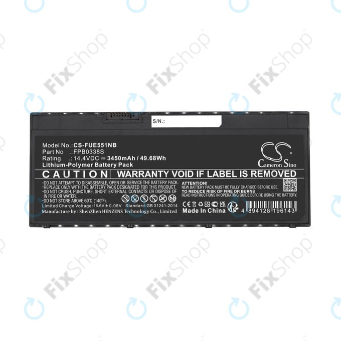Baterie pro Fujitsu Lifebook E4411, E448, E458, 3450mAh, Li-Pol, 14.4V, FPB0338S, HQ