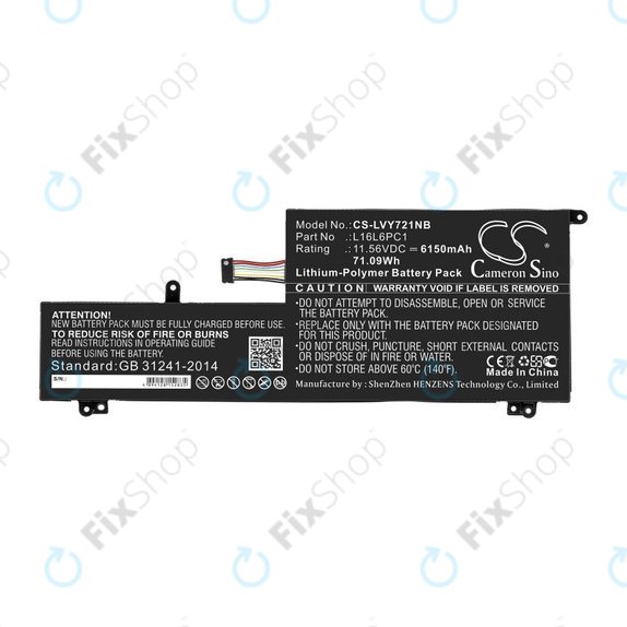 Baterie pro Lenovo Yoga 720-15, 6150mAh, Li-Pol, 11.56V, L16L6PC1, HQ