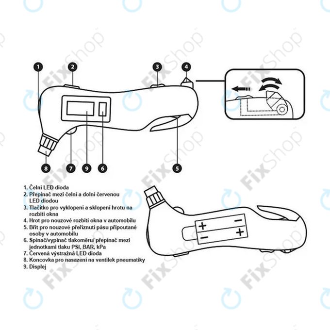 Extol Premium 8863050 Emergency - Měřič Tlaku v Pneumatikách 5v1