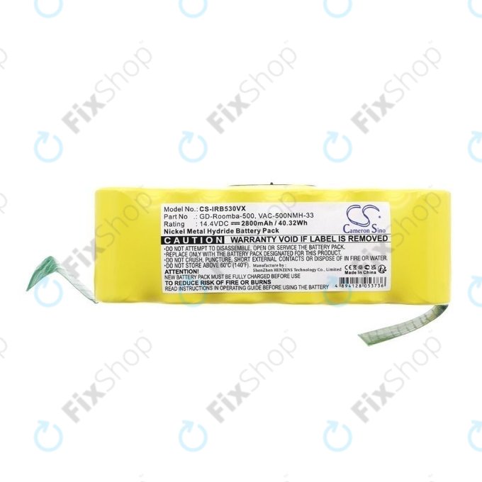 iRobot Roomba 500, 600, 700, 800, 900-series, R3, Scooba 450, Vileda 137173 - Baterie 11702, GD-Roomba-500, VAC-500NMH-33 Ni-MH 14.4V 2800mAh HQ