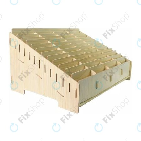 Univerzální dřevěný stojan / organizér na telefony s 48 přihrádkami