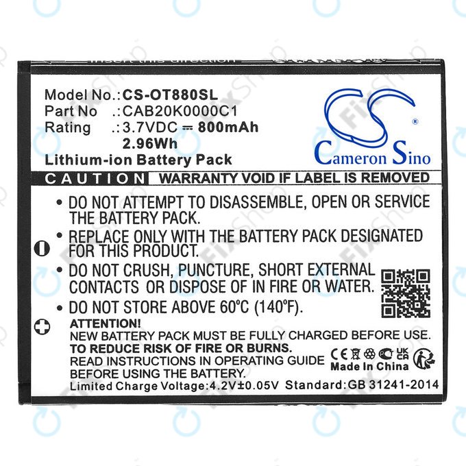 Baterie pro Alcatel Onetouch, 800mAh, Li-ion, 3.7V, BTR510AB, HQ