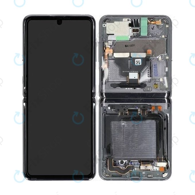 Samsung Galaxy Z Flip 5G F707B - LCD Displej + Dotykové Sklo + Rám (Mystic Gray) - GH82-27359A Genuine Service Pack