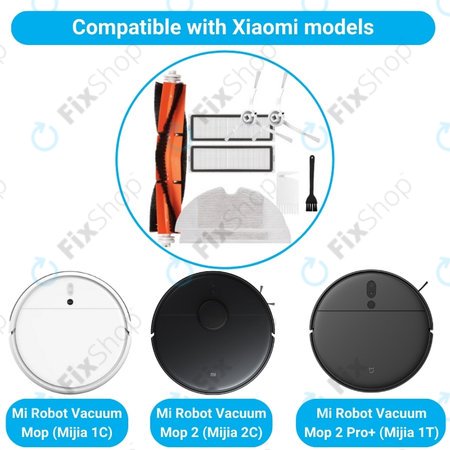 Xiaomi Mi Robot Vacuum Mop (Mijia 1C), 2 (Mijia 2C) 2 Pro+ (Mijia 1T) – Standardní Set (Bílý)
