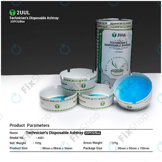 Jednorázový popelník pro techniky, 2UUL AS01, 20ks/box