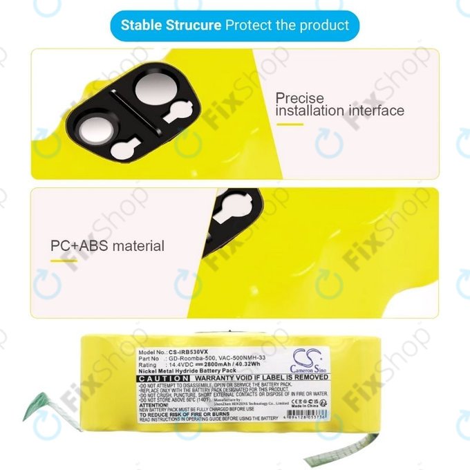 iRobot Roomba 500, 600, 700, 800, 900-series, R3, Scooba 450, Vileda 137173 - Baterie 11702, GD-Roomba-500, VAC-500NMH-33 Ni-MH 14.4V 2800mAh HQ