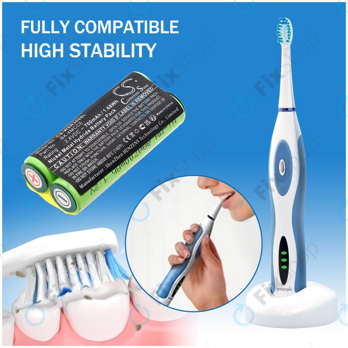 Baterie pro Waterpik 900 Sonic Toothbrush, Sensonic Plus Sr-3000, 700mAh, Ni-MH, 2.4V, BK-4MCCE, HQ