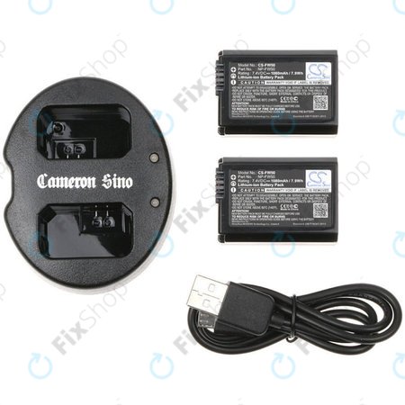 Baterie 2 ks s nabíječkou pro Sony NEX-5, Alpha 7, NEX-7, 1030mAh, Li-Ion, 7.4V, NP-FW50, HQ