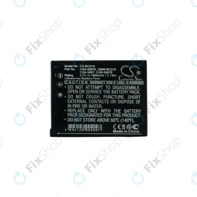 Panasonic Lumix DMC-TZ1, TZ2, TZ3, TZ4, TZ5, TZ11, TZ15, TZ50 - Baterie CGA-S007 / CGR-S007 Li-Ion 1000mAh HQ