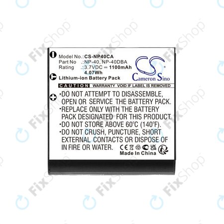 Baterie pro Casio Exilim Ex-FC100, 1100mAh, Li-Ion, 3.7V, NP-40, HQ