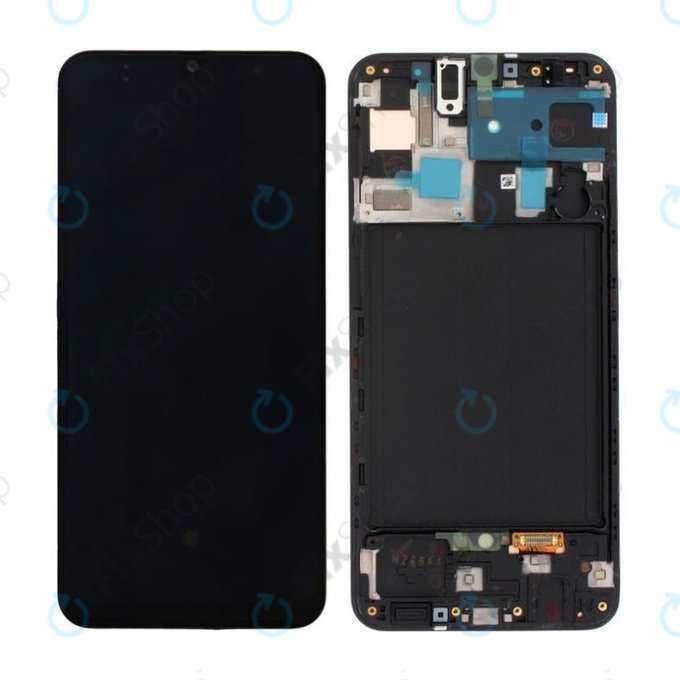 Samsung Galaxy A50 A505F - LCD Displej + Dotykové Sklo + Rám (Black) - GH82-19204A, GH82-19713A, GH82-19714A, GH82-19289A Genuine Service Pack