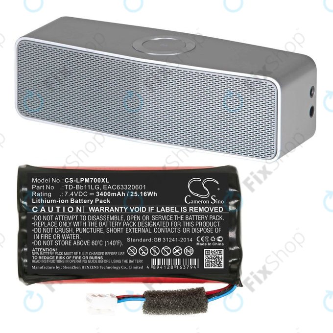 Baterie pro LG Music Flow P7, Xboom Go PK7, 3400mAh, Li-Ion, 7.4V, TD-Bb11LG, HQ