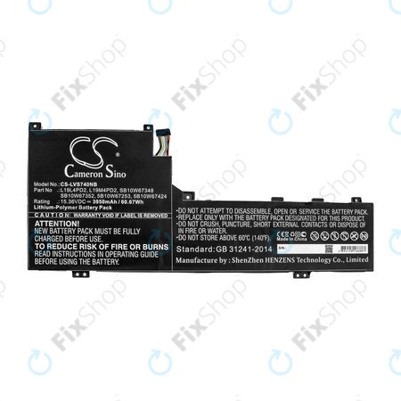 Baterie pro Lenovo Yoga S740 14, IdeaPad S740-14IIL, 3950mAh, Li-Pol, 15.36V, L19L4PD2, HQ