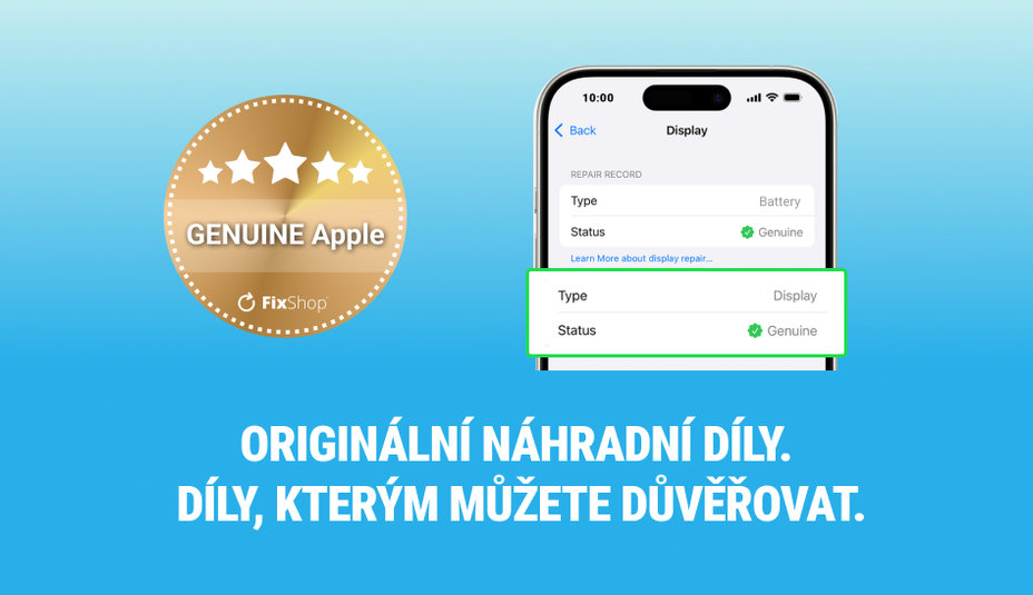 Představujeme novou úroveň kvality: GENUINE Apple originální náhradní díly